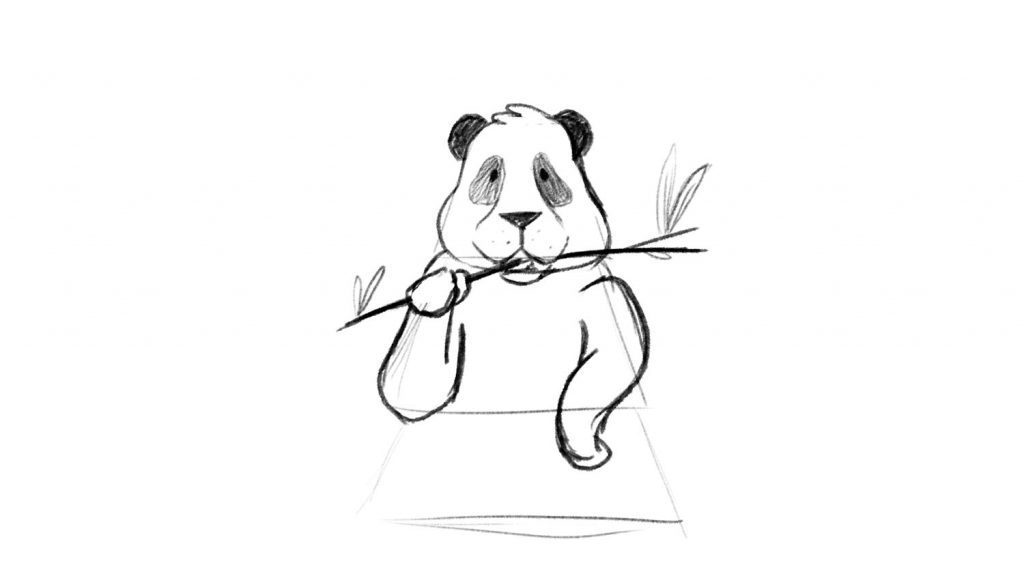 Friendly panda sketch drawing