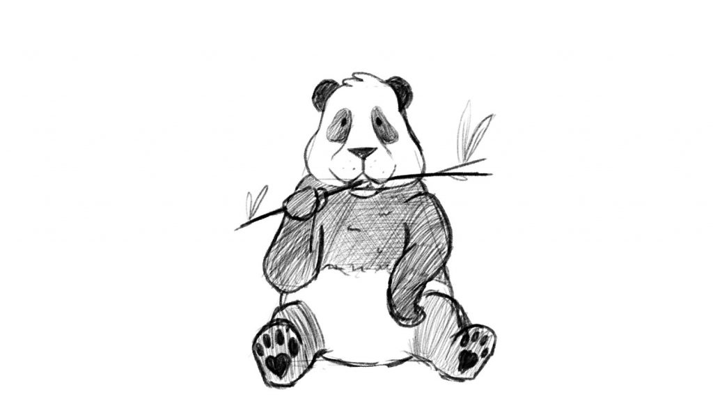 Cute panda drawing with video tutorial