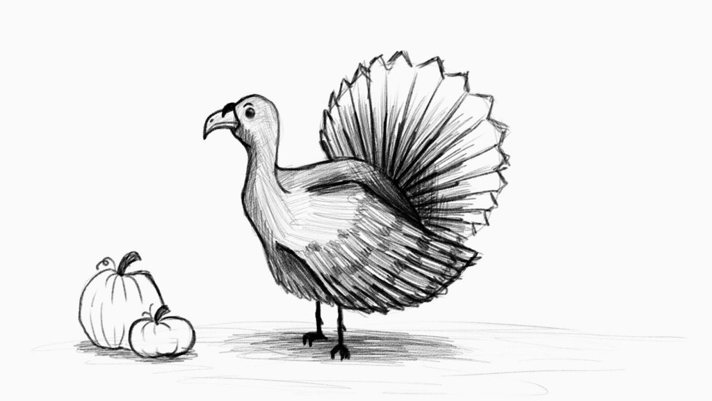 Sketch of turkey for thanksgiving 2020
