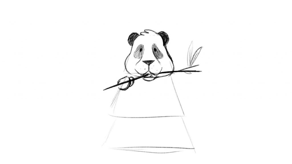 Panda eating bamboo easy drawing lesson