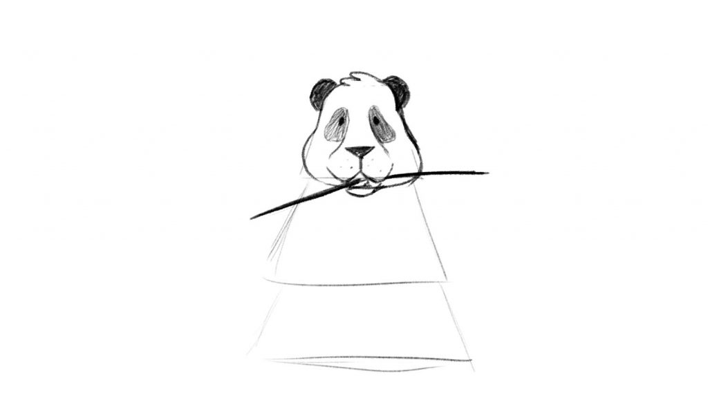 Drawing of panda eating bamboo